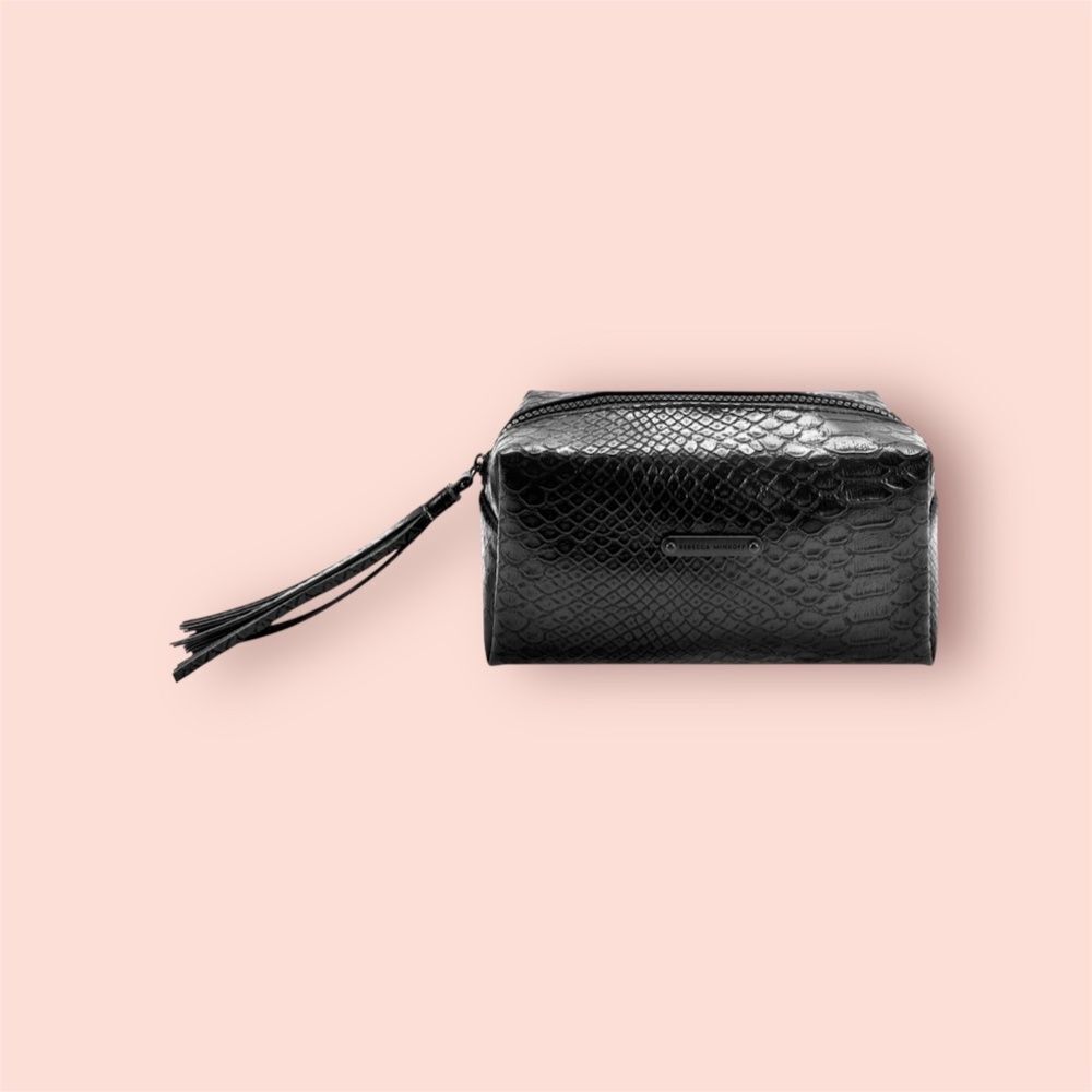 NWOT Rebecca Minkoff Black Leather Cosmetic Case